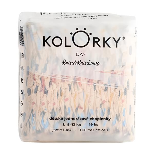 Kolorky Day Jednorázové eko plenky déšť a duhy L (8-13 kg) Košík.cz