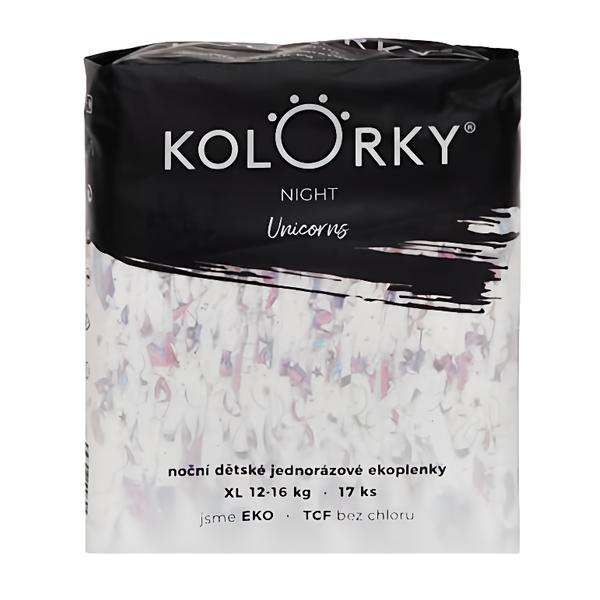 Kolorky Night noční jednorázové eko plenky jednorožci XL (12-16 kg) Košík.cz