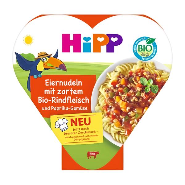 HiPP BIO Vaječné nudle se zeleninou a paprikou a jemným hovězím masem Košík.cz