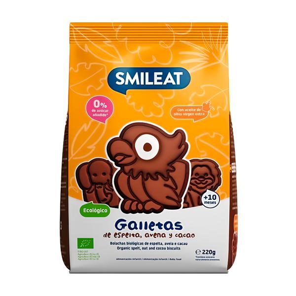 Smileat BIO špaldové kakaové sušenky s jablečnou šťávou panenským olivovým olejem 10M+