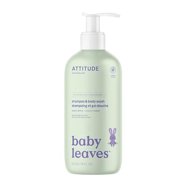 Attitude Baby leaves Dětské tělové mýdlo a šampon 2v1 s vůní sladkého jablka