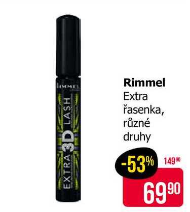Rimmel Extra řasenka, různé druhy Teta drogerie