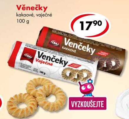 Věnečky, kakaové, vaječné, 100 g