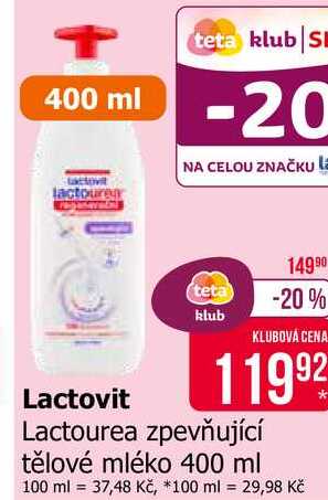 Lactovit Lactourea zpevňující tělové mléko 400 ml Teta drogerie