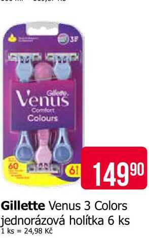 Gillette Venus 3 Colors jednorázová holítka 6 ks 