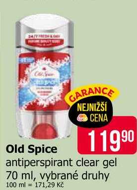 Old Spice antiperspirant clear gel 70 ml, vybrané druhy Teta drogerie