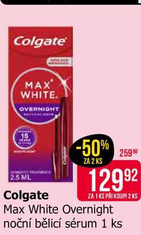 Colgate Max White Overnight noční bělicí sérum 1 ks Teta drogerie