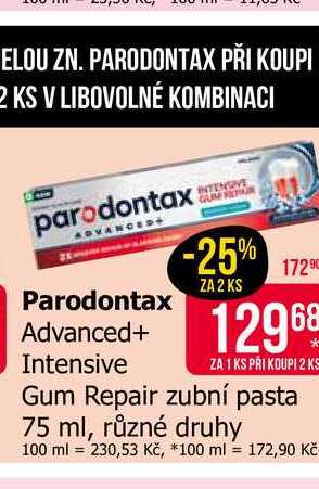 Parodontax Advanced+ Intensive Gum Repair zubní pasta 75 ml, různé druhy Teta drogerie
