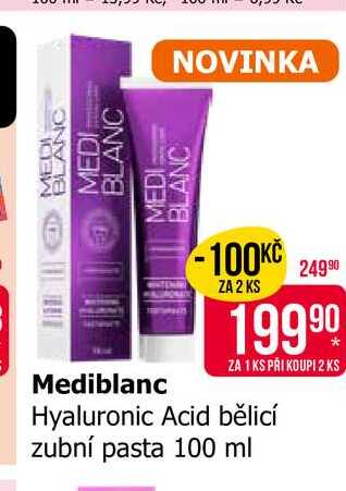 Mediblanc Hyaluronic Acid bělicí zubní pasta 100 ml