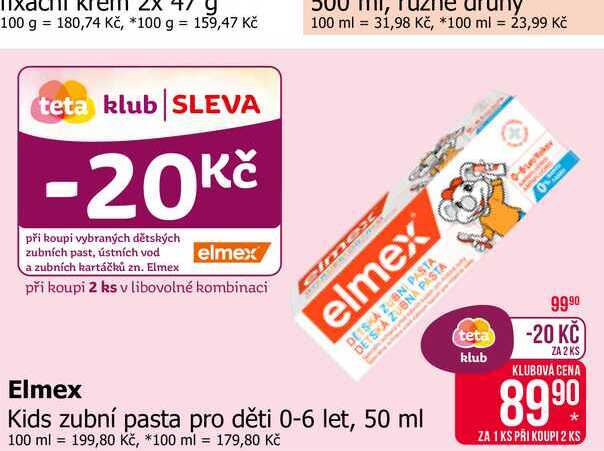 Elmex Kids zubní pasta pro děti 0-6 let, 50 ml Teta drogerie