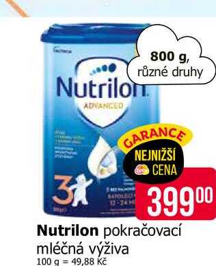 Nutrilon pokračovací mléčná výživa 800 g Teta drogerie
