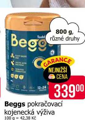 Beggs pokračovací kojenecká výživa 800 g Teta drogerie