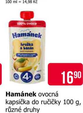 Hamánek ovocná kapsička do ručičky 100 g, různé druhy Teta drogerie