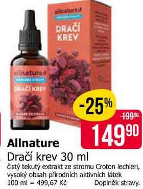 Allnature Dračí krev 30 ml Teta drogerie