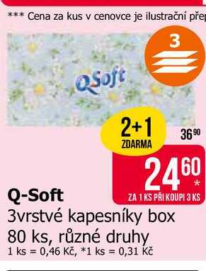Q-Soft 3vrstvé kapesníky box 80 ks, různé druhy Teta drogerie