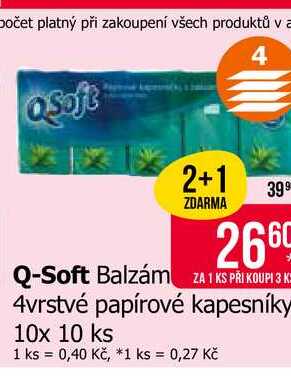 Q-Soft Balzám 4vrstvé papírové kapesníky 10x 10 ks