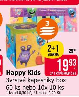 Happy Kids 3vrstvé kapesníky box 60 ks Teta drogerie