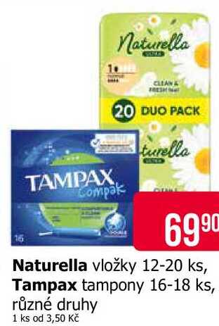 Naturella vložky 12-20 ks