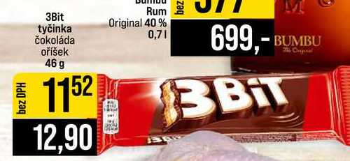 3Bit tyčinka čokoláda oříšek 46 g