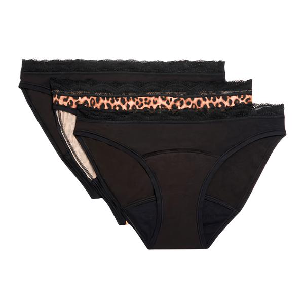 Marks & Spencer Vysoce savé menstruační kalhotky - bikini, 3 ks, barva černá, velikost 14