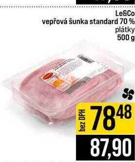 Le&Co vepřová šunka standard 70% plátky 500 g 