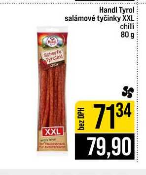Handl Tyrol salámové tyčinky XXL chilli 80 g 