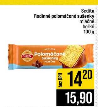 Sedita Rodinné polomáčené sušenky mléčné hořké 100 g