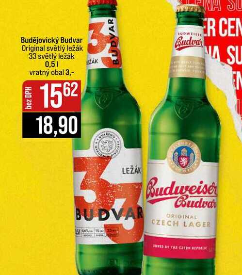 Budějovický Budvar Original světlý ležák 33 světlý ležák 0,5l