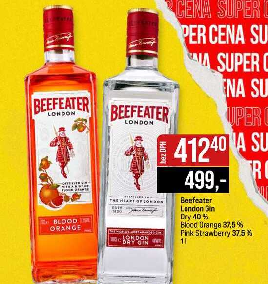 Beefeater London Gin Dry 40% Blood Orange 37,5% Pink Strawberry 37,5% 1l