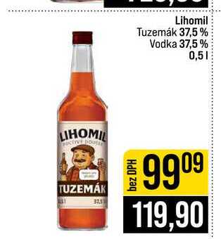 Lihomil Tuzemák 37,5% Vodka 37,5 % 0,5l