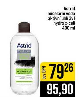 Astrid micelární voda aktivní uhlí 3v1 hydro x-cell 400 ml