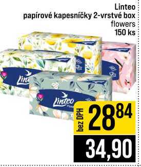 Linteo papírové kapesníčky 2-vrstvé box flowers 150 ks 