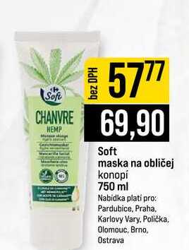 Soft maska na obličej konopí 750 ml JIP