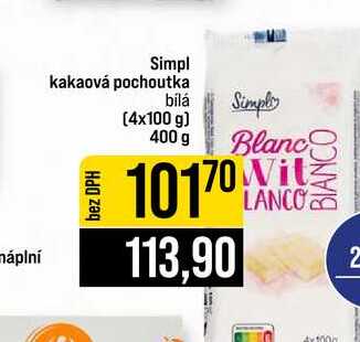 Simpl kakaová pochoutka bilá 4x100 g 400 g