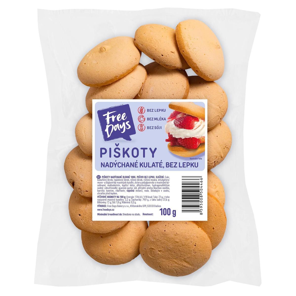 FreeDays Piškoty nadýchané kulaté, 100 g