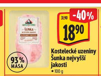  Kostelecké uzeniny Šunka nejvyšší jakosti  100g 