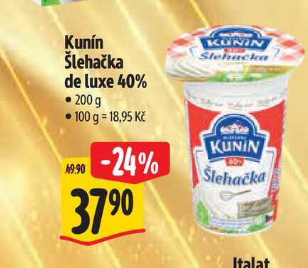 Kunín Šlehačka de luxe 40% 200 g