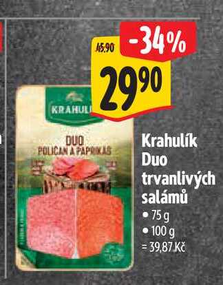 Krahulík Duo trvanlivých salámů 75 g