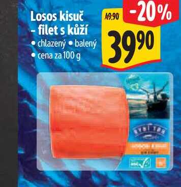 Losos kisuč - filet s kůží 100 g