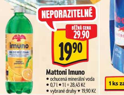 Mattoni Imuno ochucená minerální voda 0,7 l