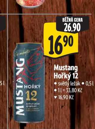   Mustang Hořký 12 světlý ležák 0,51  v akci
