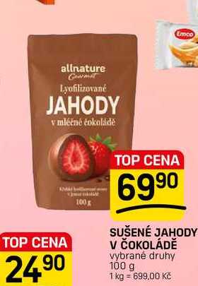 SUŠENÉ JAHODY V ČOKOLÁDĚ vybrané druhy 100 g