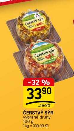 ČERSTVÝ SÝR vybrané druhy 100 g