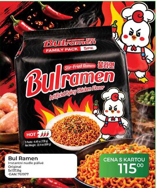 Bul Ramen Instantní nudle pálivé Original 5x137,8g