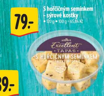 S hořčičným semínkem sýrové kostky 120 g