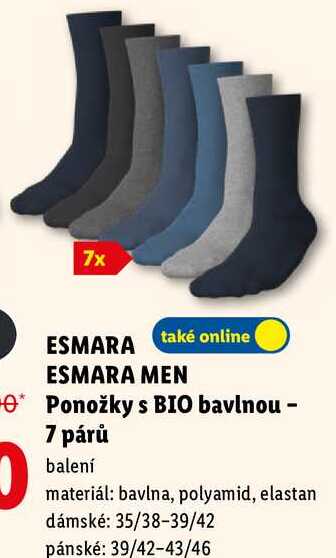 ESMARA MEN Ponožky s BIO bavlnou - 7 párů balení