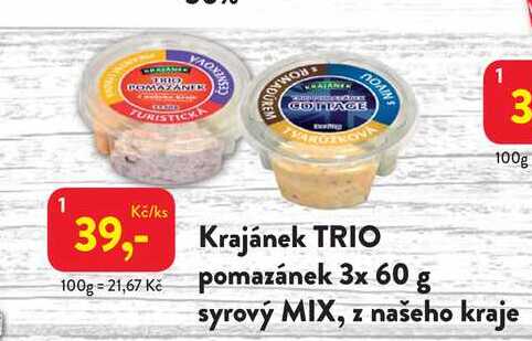 Krajánek TRIO pomazánek 3x 60 g syrový MIX