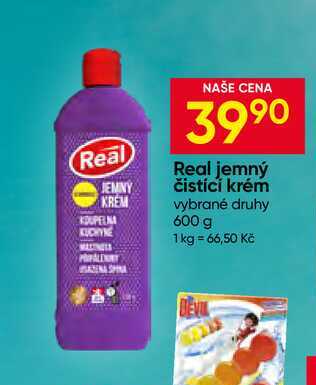 Real jemný čistící krém vybrané druhy 600 g Hruška
