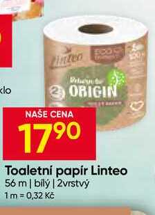 Linteo Toaletní papír 56 m bílý 2vrstvý Hruška