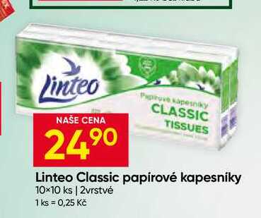 Linteo Classic papírové kapesníky 10×10 ks